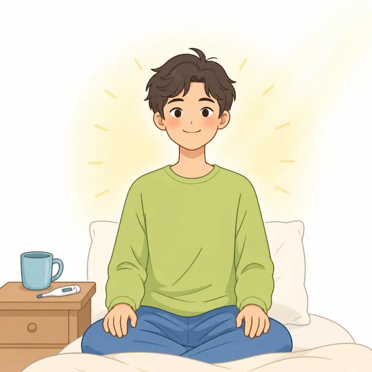 i feel much better now（今はだいぶ元気）の覚え方イラスト — まず核は feel better