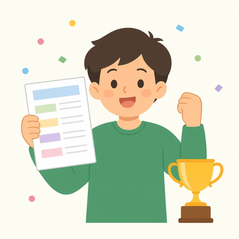 i got a good score（いい点を取った）の覚え方イラスト — まず骨格は I got ..