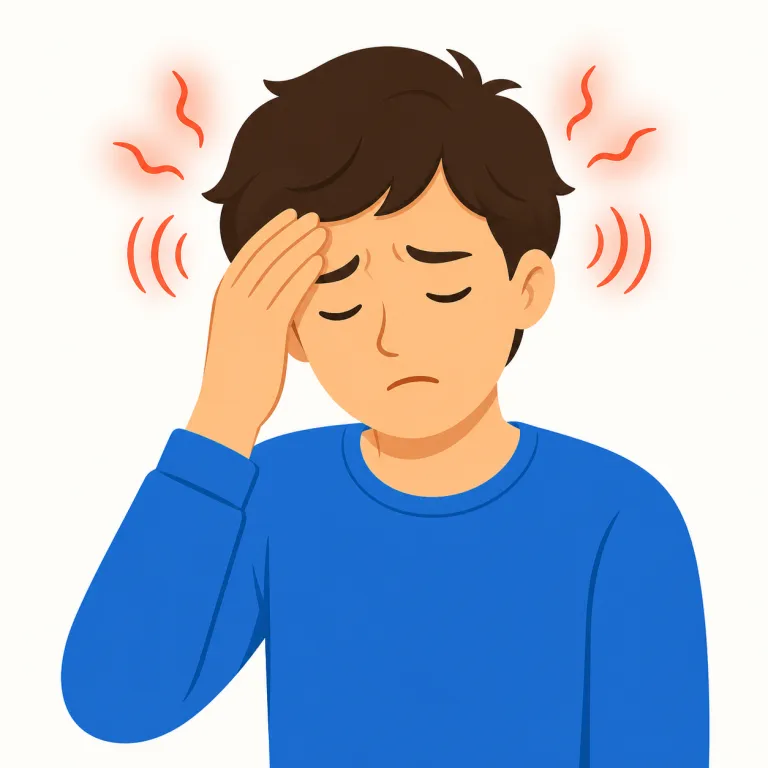 i have a headache（頭が痛い・イディオム）の覚え方イラスト — まず headache を head＋ache でひとかたまりにする