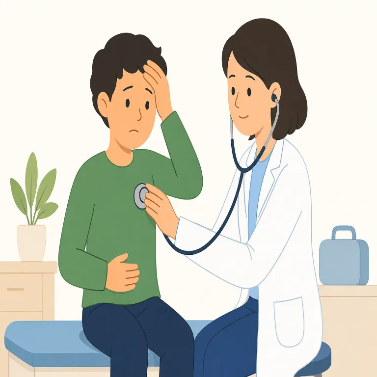 i need to see a doctor（医者に診てもらう必要がある・フレーズ）の覚え方イラスト — I need to ..