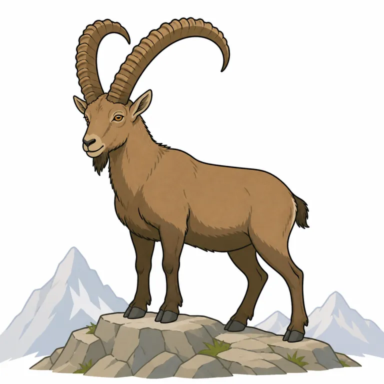 ibex（アイベックス（野生山羊）・noun）の覚え方イラスト