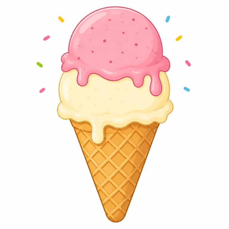 ice cream（アイスクリーム・名詞）の覚え方イラスト — ice + cream の組み合わせを、そのまま意味に直結させて覚える語