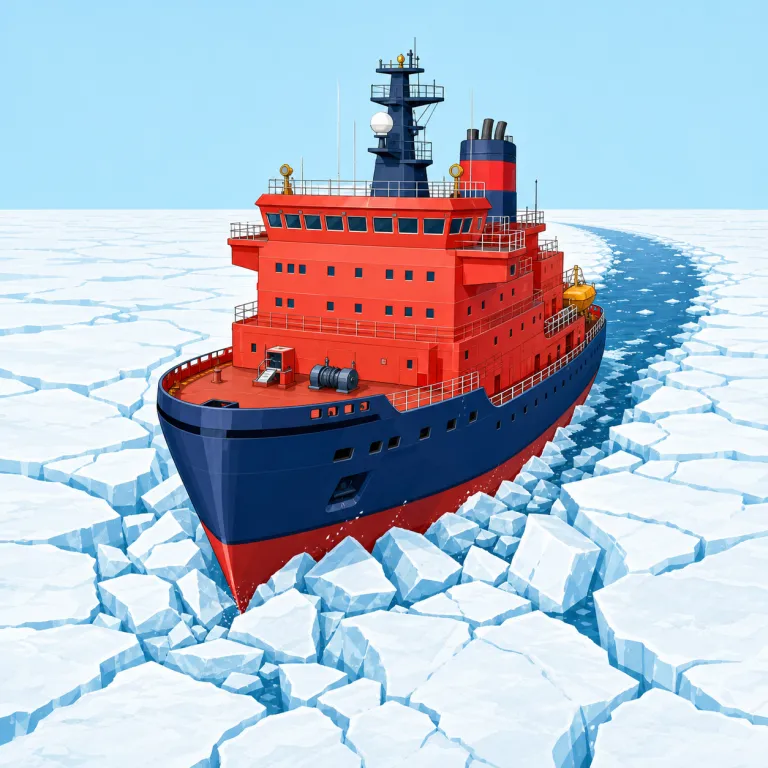 icebreaker（砕氷船・名詞）の覚え方イラスト — ice は氷、break は壊すことです