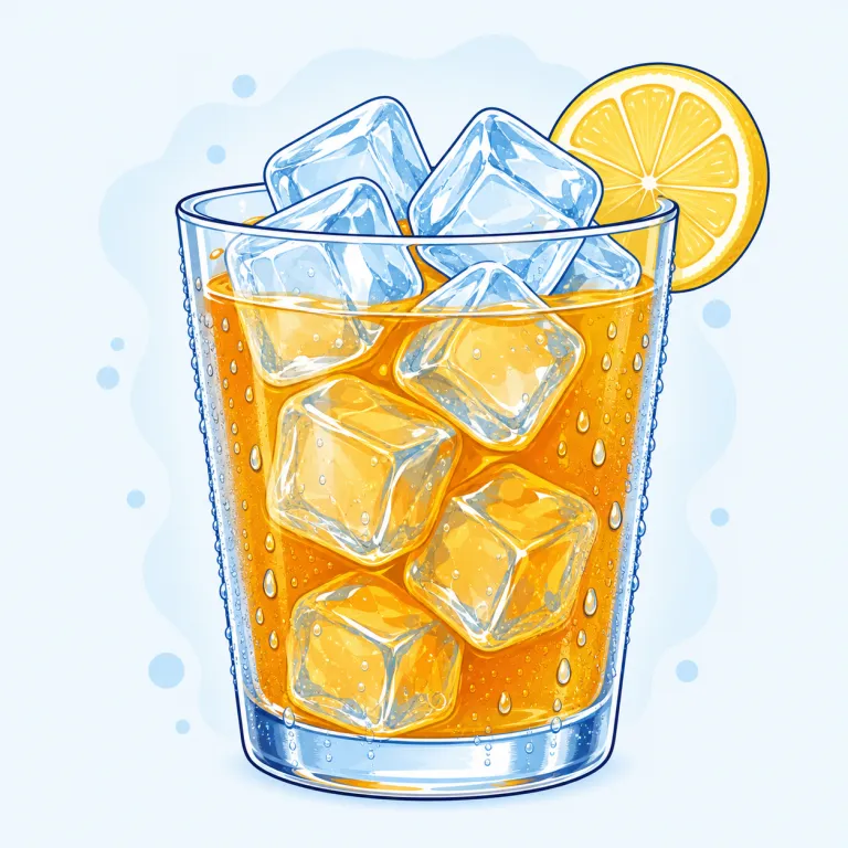 iced（氷で冷やした・形容詞）の覚え方イラスト — icedはiceに「〜された状態」を作る-edが付いた形で、「氷を使って冷やした」という意味