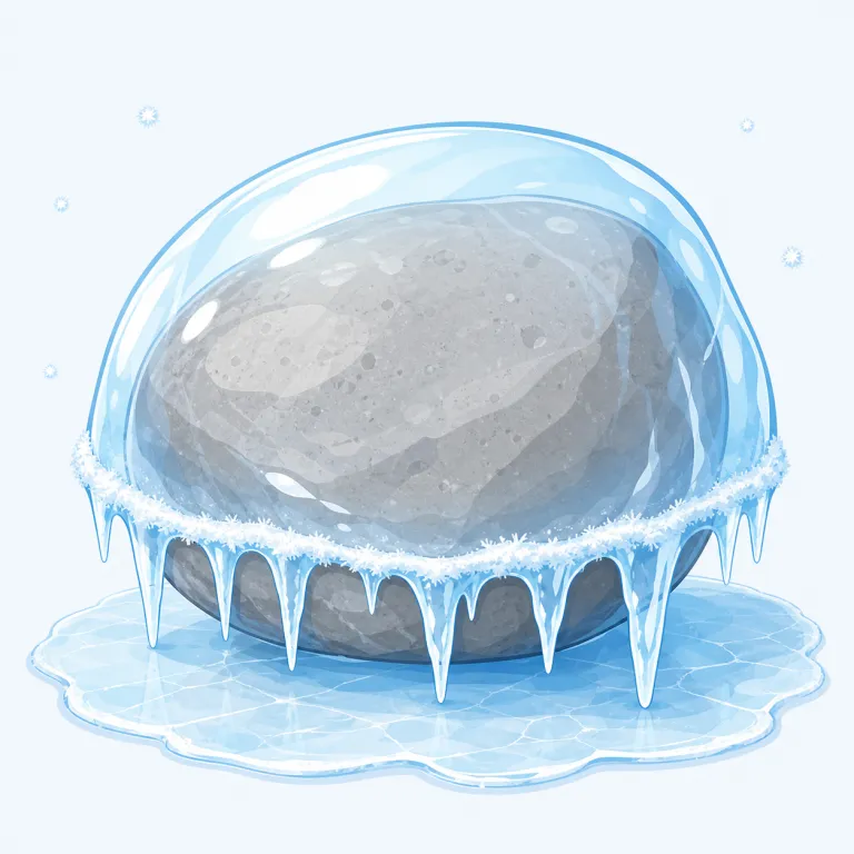 icy（氷っぽい・形容詞）の覚え方イラスト — icyはiceの語尾を-yに替えた形で、「氷の性質を帯びた」と捉える