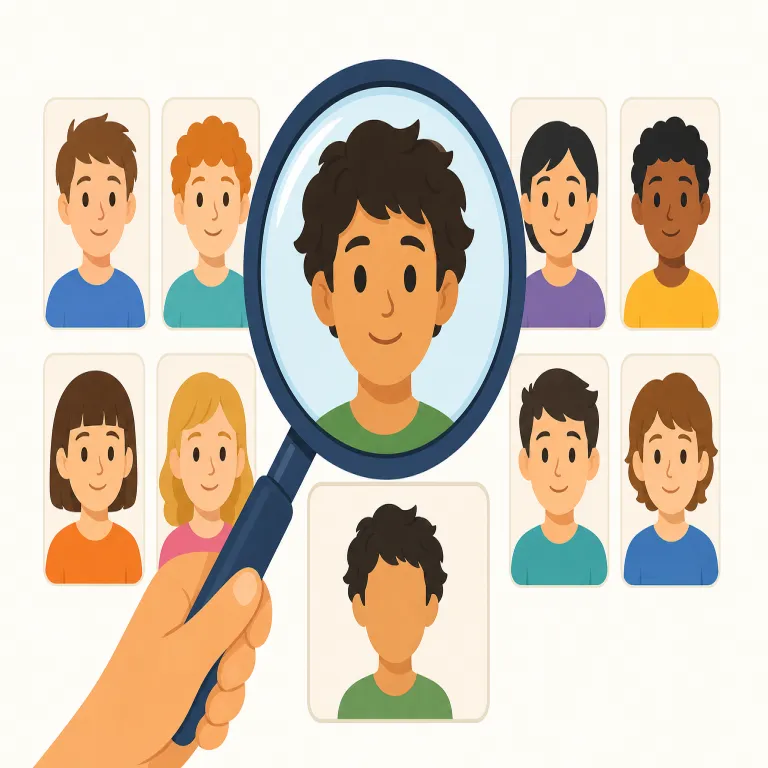 identification（識別・noun）の覚え方イラスト