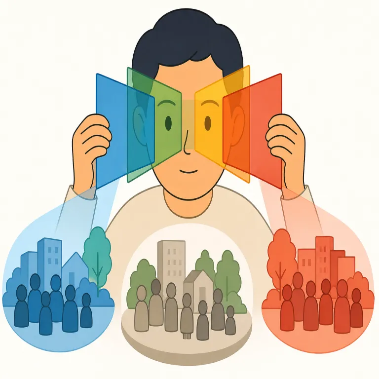 ideologically（イデオロギー的に・副詞）の覚え方イラスト — まず形で覚えると定着しやすいです