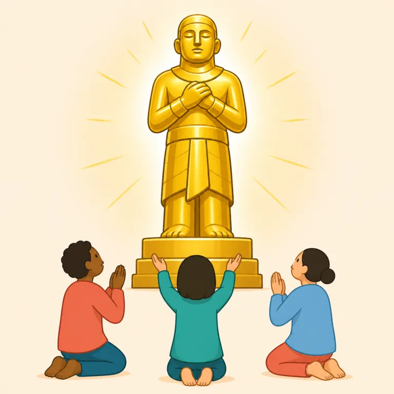 idolatry（偶像崇拝・名詞）の覚え方イラスト — idol が見えたら「偶像」が核