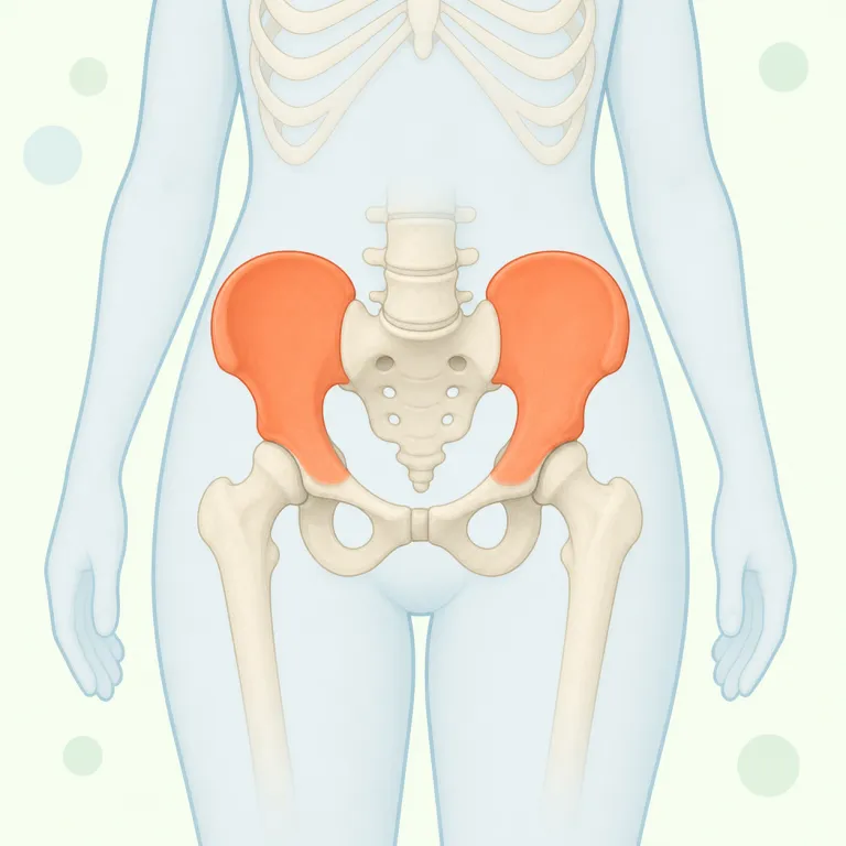 iliac（腸骨の・形容詞）の覚え方イラスト — iliac は単独で暗記するより、ilium（腸骨）の関連形としてまとめて覚えると定着しやすい語です