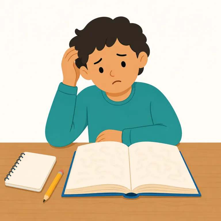 illiterate（読み書きができない・形容詞）の覚え方イラスト — この意味の `illiterate` は、`literate`「読み書きできる」の反対として覚えると分かりやすいです