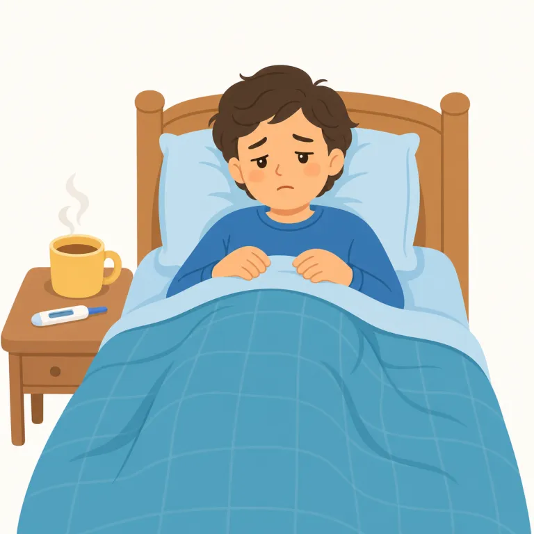 illness（病気・名詞）の覚え方イラスト — ill を知っていれば illness は「具合が悪い状態そのもの」と見える