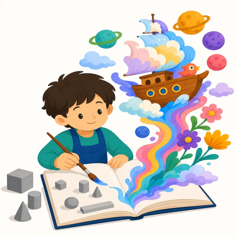 imaginatively（想像力豊かに・副詞）の覚え方イラスト — まず imagine「思い描く」を土台にするとまとまって覚えられます