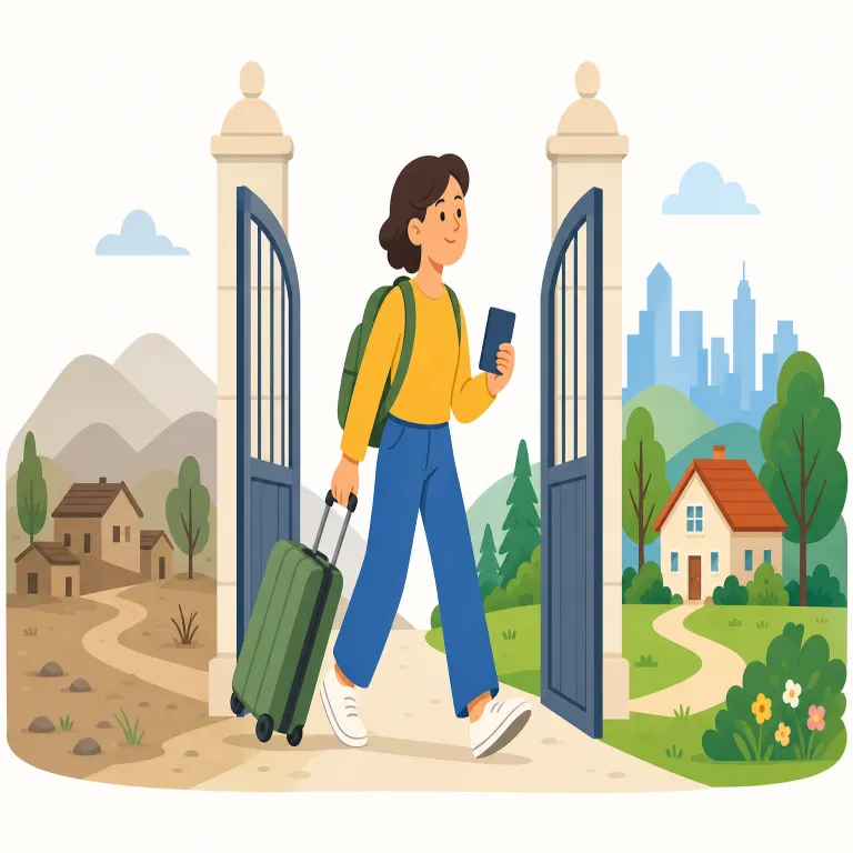 immigrate（移民する・動詞）の覚え方イラスト — まず migrate「移動する」を土台に置くと覚えやすいです