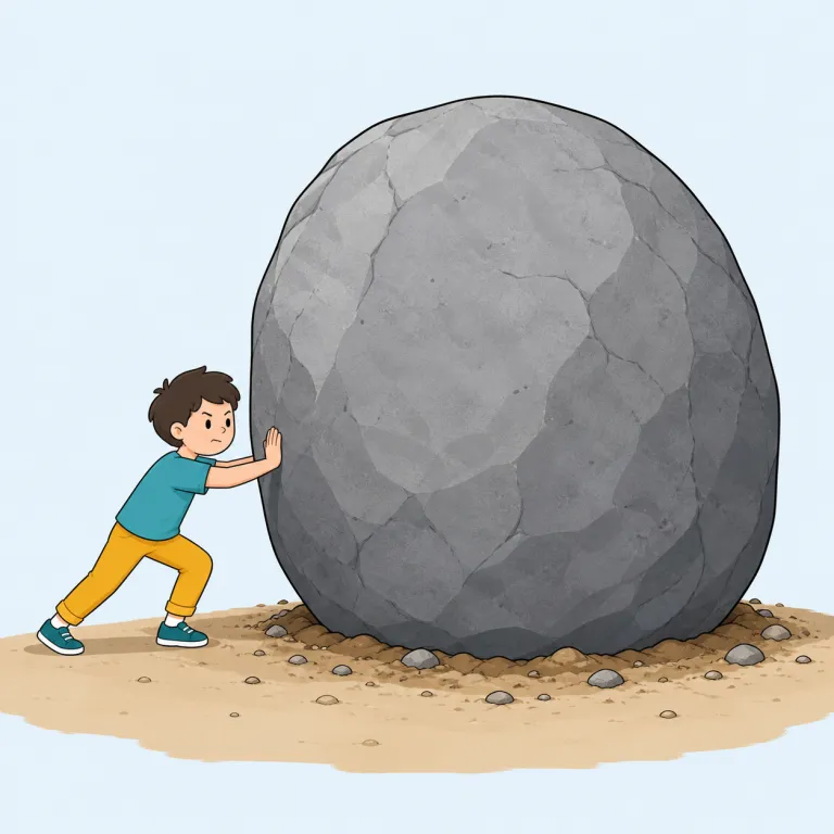 immovable（不動の・形容詞）の覚え方イラスト — im- が付くと「〜でない」になりやすく、movable は move「動く・動かす」から「動かせる」