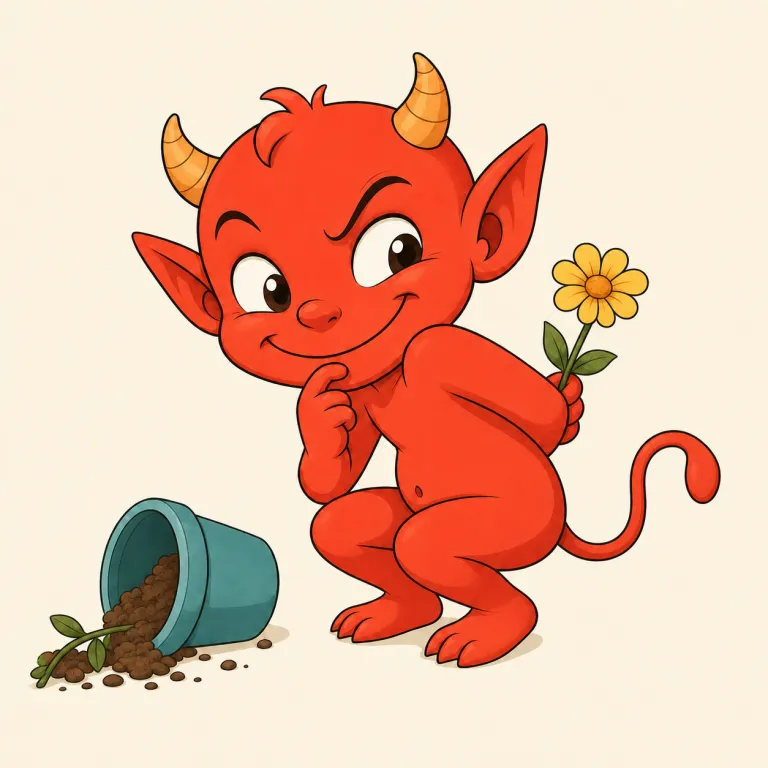 imp（小悪魔・名詞）の覚え方イラスト — devil より小さく、恐ろしさよりも「いたずら好き」が前面に出る存在を思い浮かべる
