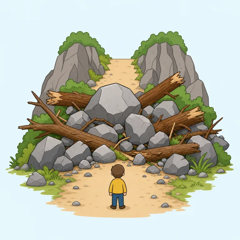 impassable（通れない・形容詞）の覚え方イラスト