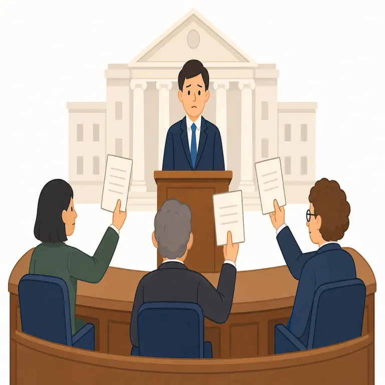impeach（弾劾する・動詞）の覚え方イラスト