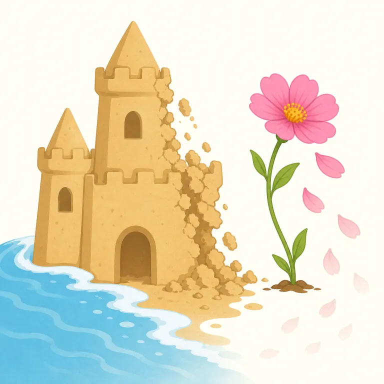 impermanent（無常な・形容詞）の覚え方イラスト — impermanent は permanent「永続する」を知っていればかなり楽です