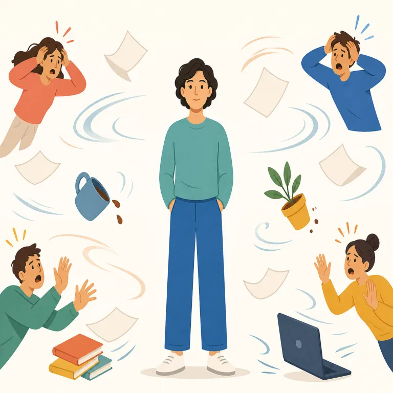 imperturbable（動揺しない・形容詞）の覚え方イラスト — まず中心は perturb