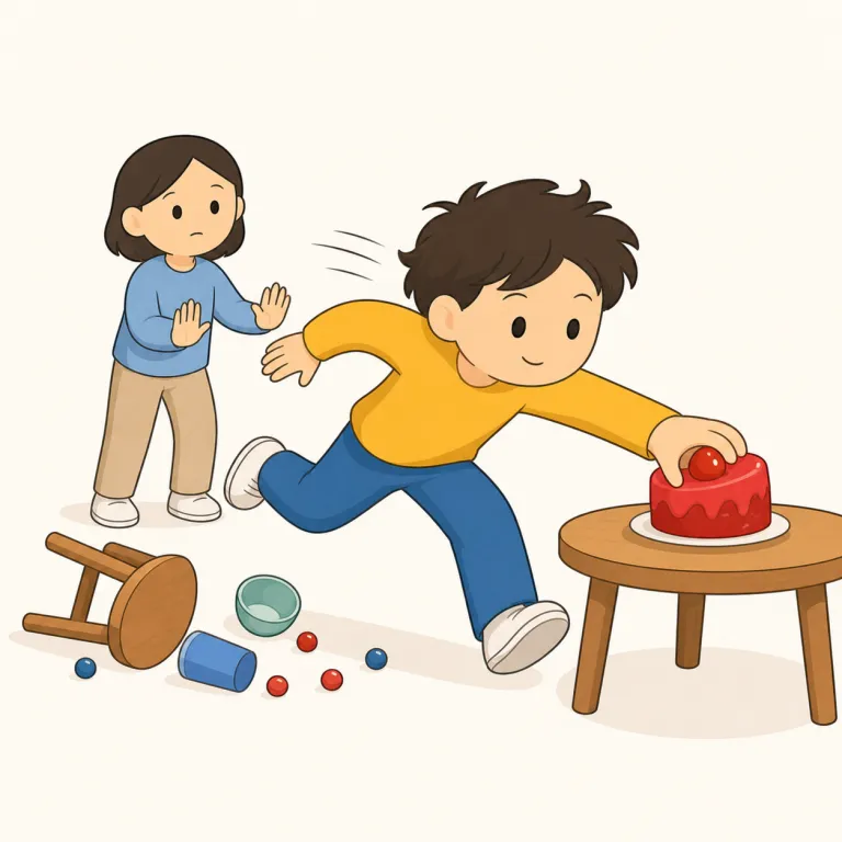 impetuous（衝動的な・形容詞）の覚え方イラスト — impetuous は impulse を知っていると覚えやすい語で、「思いつきの impulse のまま前へ出る人」という感覚