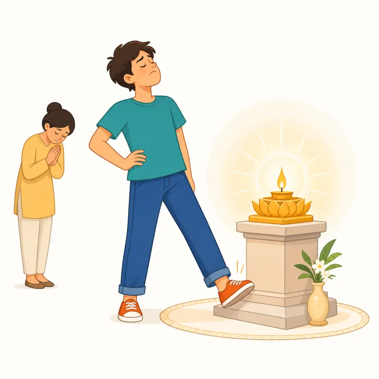 impious（不敬な・形容詞）の覚え方イラスト — pious（敬虔な）を知っていれば、im- が付いてその逆だと捉えると覚えやすい語です