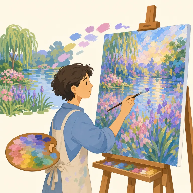 impressionistically（印象主義的に・副詞）の覚え方イラスト — impression「印象」を核に、「細部を一つずつ再現するのでなく、光や色、雰囲気として受けた印象を伝える」と覚えると定着しやすい語です