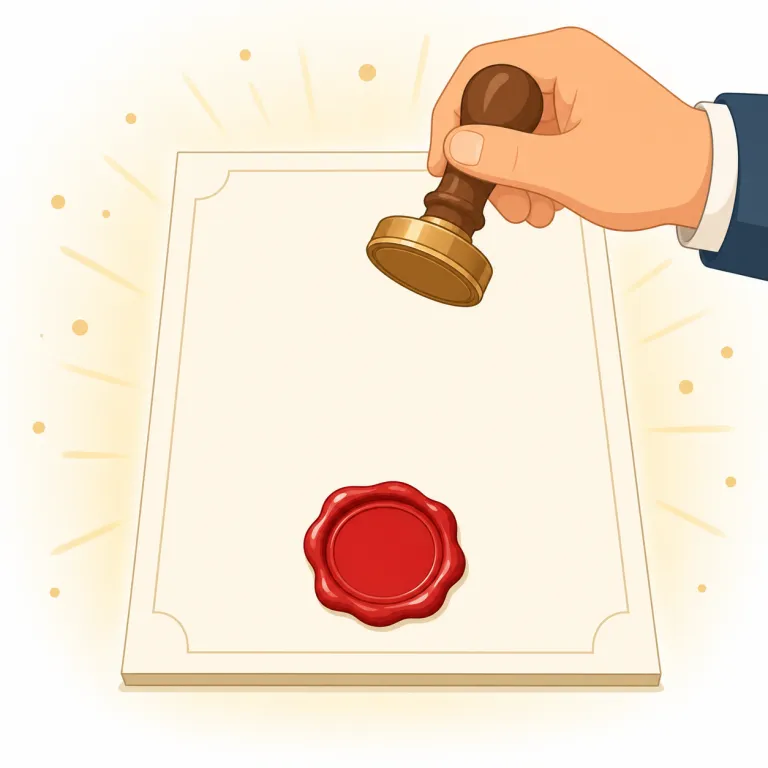 imprimatur（公式許可・名詞）の覚え方イラスト — この意味の imprimatur は、単なる approval「承認」ではなく、出版物などに対して権威ある機関が「公に出してよい」と与える公式許可を指します