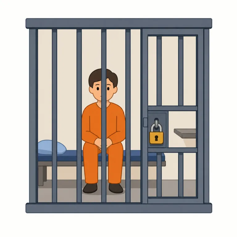 imprisonment（投獄・名詞）の覚え方イラスト — imprisonment は prison「刑務所」を中心に、imprison「刑務所へ入れる」＋ -ment「行為・状態」と分けると覚えやすい名詞です