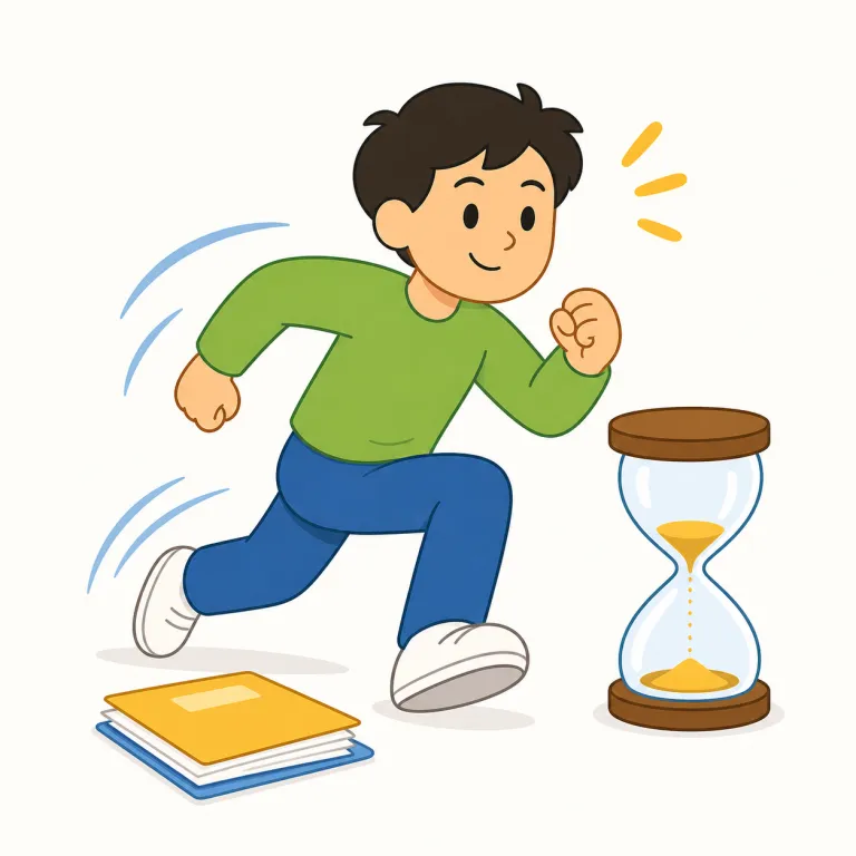 in a second（すぐに・イディオム）の覚え方イラスト — second はまず基本義の『秒』で固定すると、この句は直訳どおり『1秒のうちに→すぐに』と自然に覚えられる