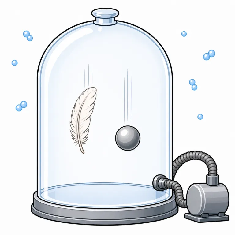 in a vacuum（真空中で・idiom）の覚え方イラスト