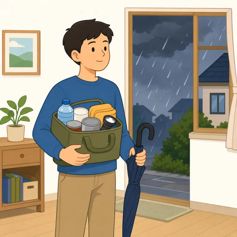 in case of（場合には・イディオム）の覚え方イラスト — この意味では in case of を「備えて」ではなく、「もしその事態が起きた場合には」と読む