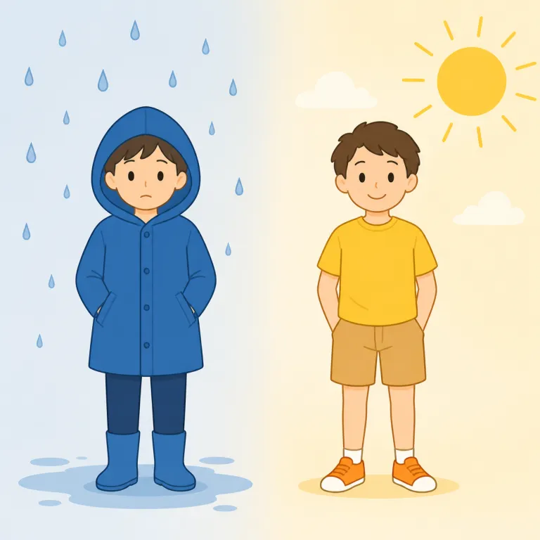 in contrast to（～とは対照的に・イディオム）の覚え方イラスト — contrast が分かれば覚えやすい表現です