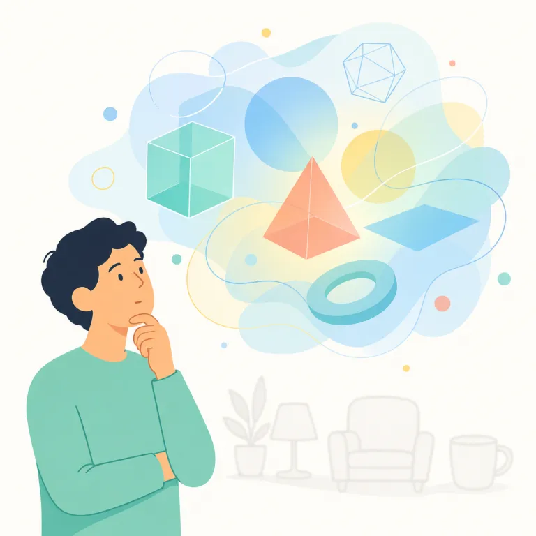 in the abstract（抽象的に・イディオム）の覚え方イラスト — この意味では、in the abstract は「理論上は」よりも、具体例や個別事情を離れて概念そのものとして見る、という使い方に寄る