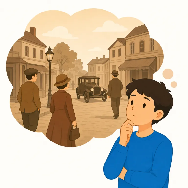 in those days（そのころ・イディオム）の覚え方イラスト — those は「それらの、あの」で、近くの this ではなく少し離れたものを指します