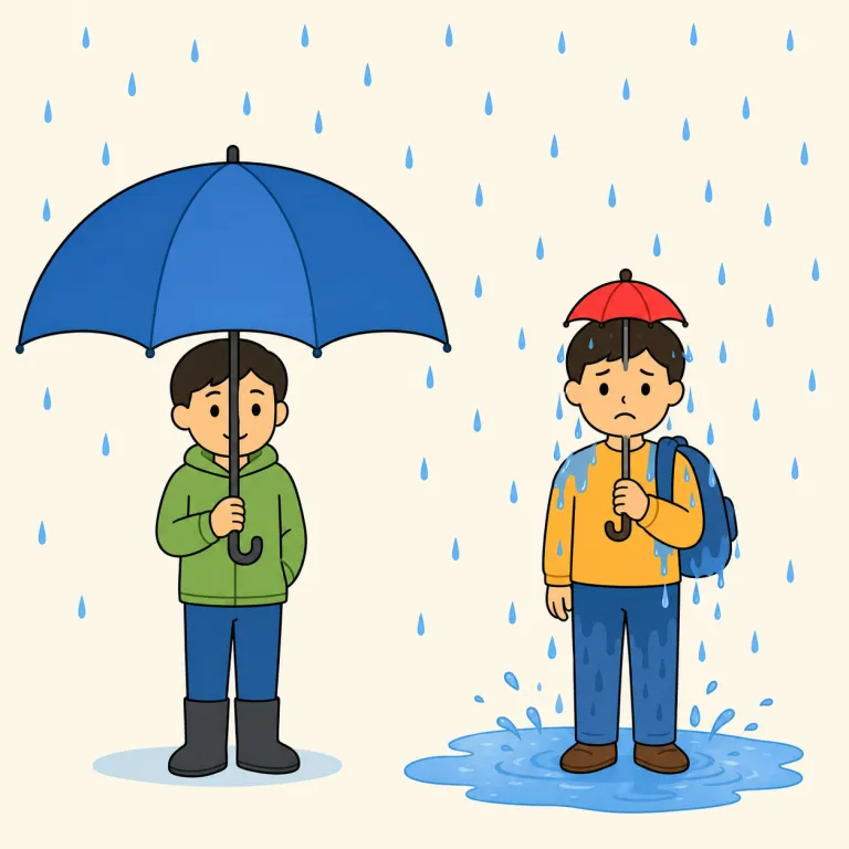 inadequate（不十分な・形容詞）の覚え方イラスト — adequate は「必要を満たす、足りている」という形容詞で、inadequate はその否定です
