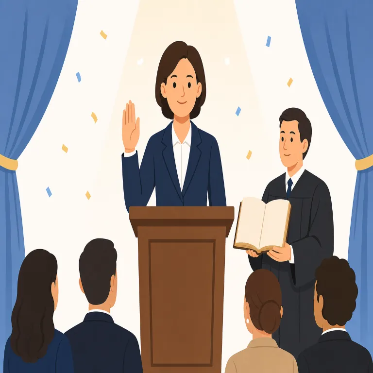 inaugural（就任の・adjective）の覚え方イラスト