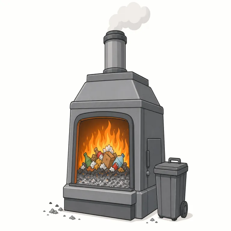 incineration（焼却・名詞）の覚え方イラスト — まず動詞 `incinerate` を押さえ、名詞化の `-tion` が付いて `incineration`「焼却」になると覚えると形が整理しやすいです