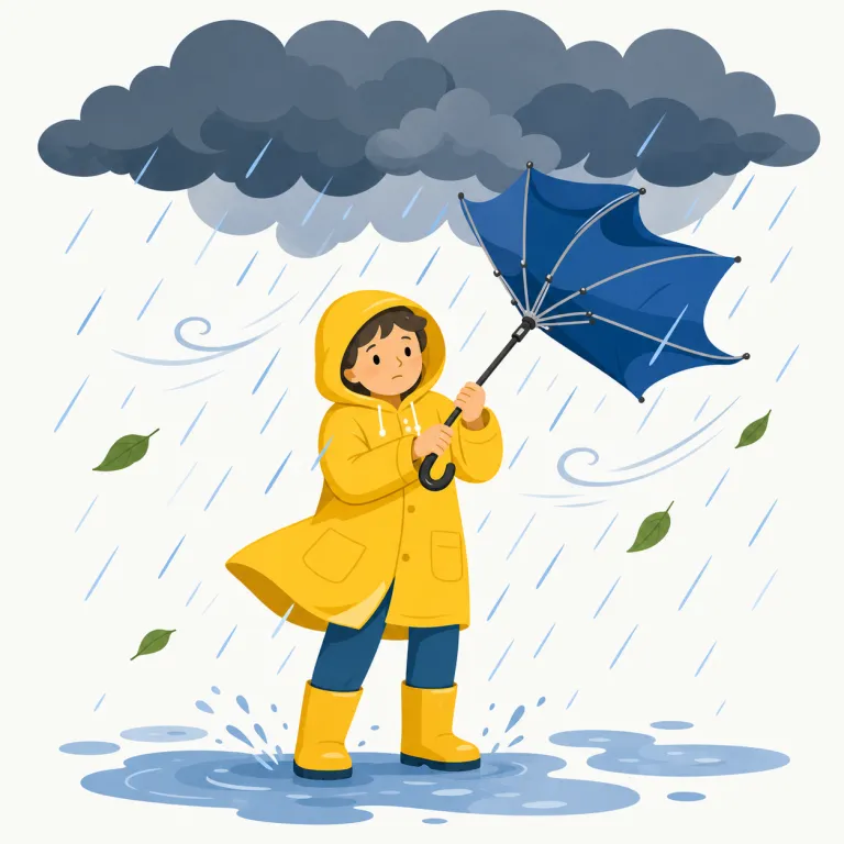 inclement（（天候が）荒れた、厳しい・形容詞）の覚え方イラスト — inclement はまず定番のまとまり `inclement weather`、さらに `due to inclement weather` で覚えると残りや…