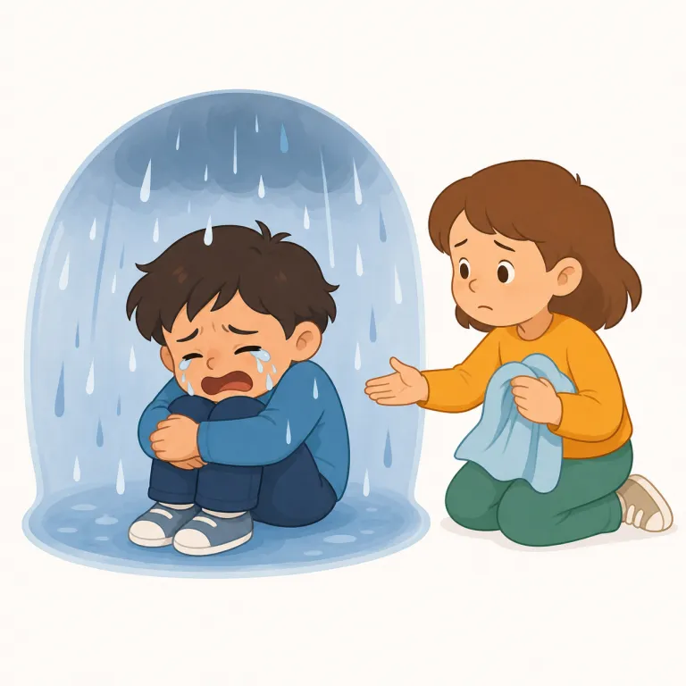 inconsolable（慰められない・形容詞）の覚え方イラスト — まず `console` 「慰める」や `consolation` 「慰め」を知っていると覚えやすい語です