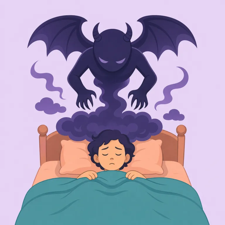 incubus（夢魔・名詞）の覚え方イラスト — incubate（卵を温める）や incubator（保育器）と同じ in-cub- の形を見て、まず同じ語群だと結びつけると残りやすいです