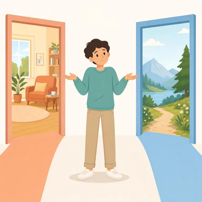 indecision（優柔不断・名詞）の覚え方イラスト — decision が「決断」なので、indecision は否定の in- が付いて「決められないこと」と見れば覚えやすいです