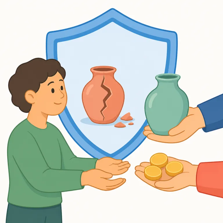 indemnity（補償・名詞）の覚え方イラスト — indemnity は、まず動詞 indemnify（補償する）とセットで覚えると定着しやすい名詞です