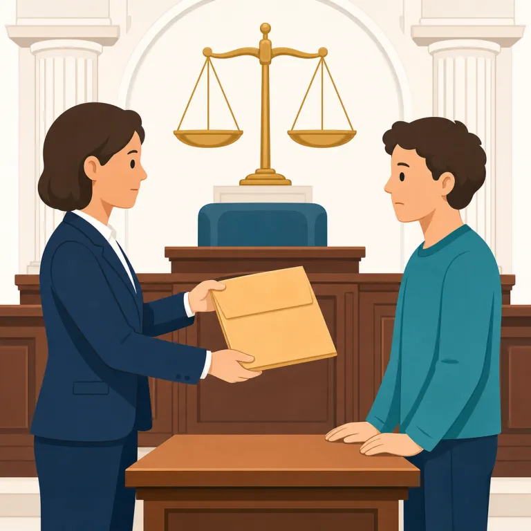 indict（起訴する・動詞）の覚え方イラスト — accuse が「責める」、charge が「罪を問う」なら、indict はその中でも検察や大陪審が「正式に起訴する」と一段かたい語、と並べると覚えやすいです