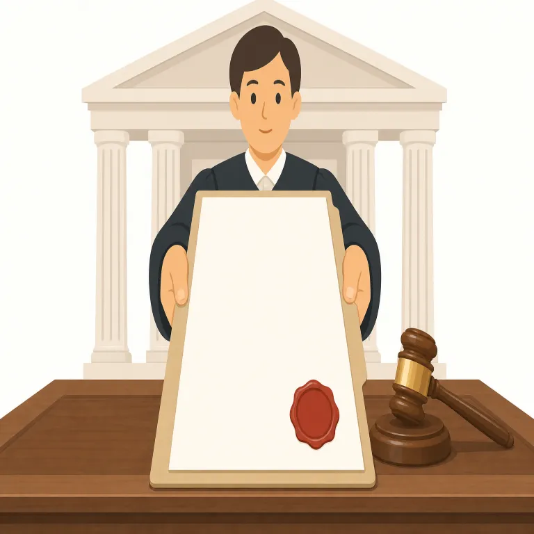 indictment（起訴・名詞）の覚え方イラスト — indictment はまず動詞 indict を押さえると覚えやすい