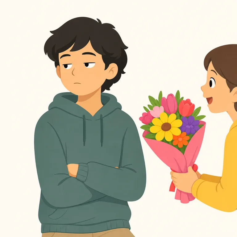 indifferently（無関心に、冷淡に・副詞）の覚え方イラスト — in- を「ない」、different を「違う」と考えて、「違いを気にしないほど関心がない」と覚えるとよいです