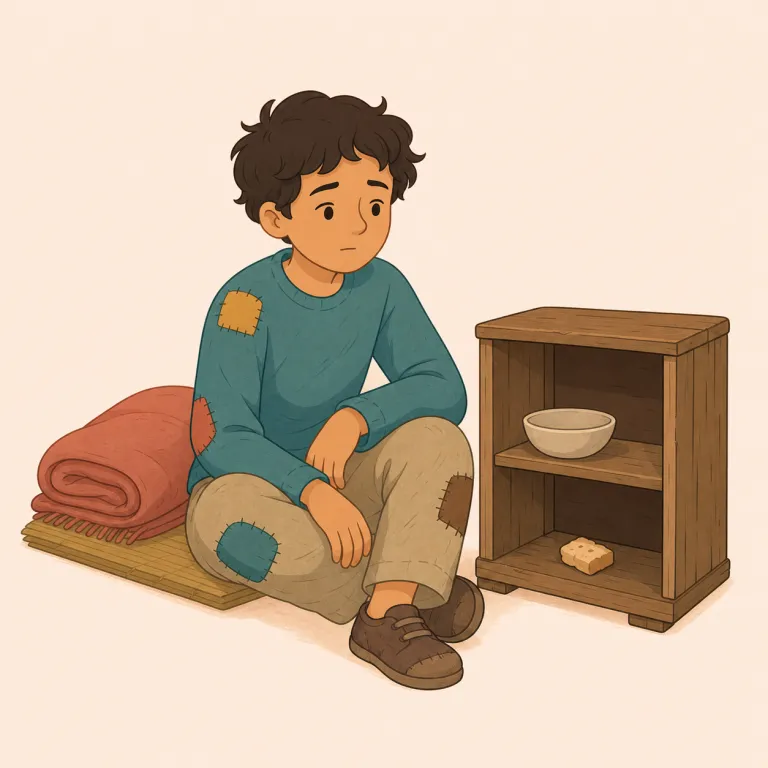 indigent（貧しい・形容詞）の覚え方イラスト — まず poor の改まった言い方だと押さえると覚えやすい語です