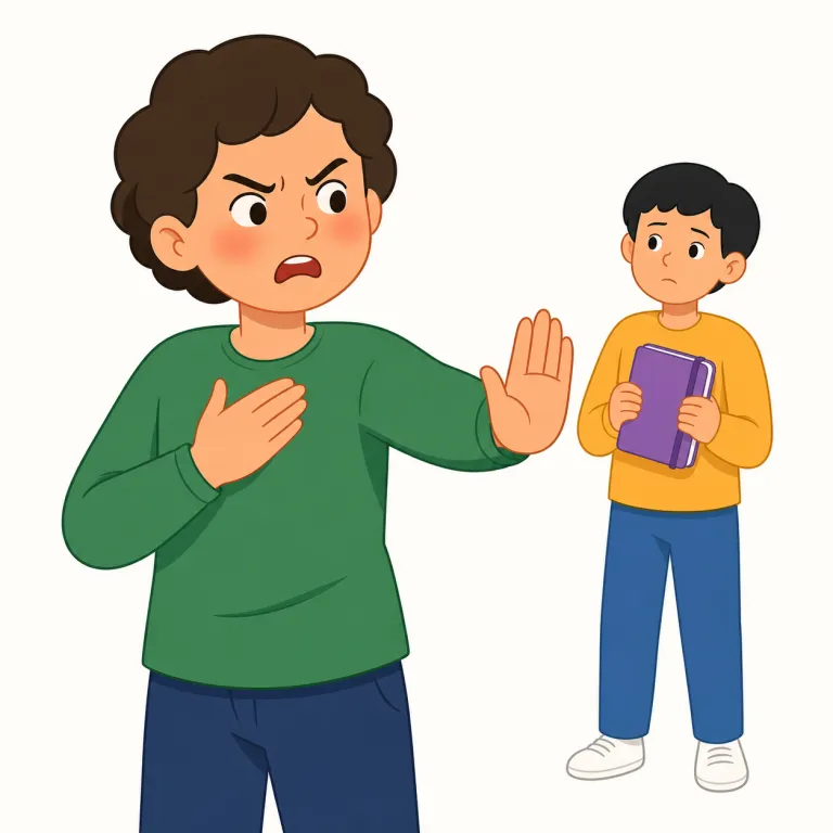 indignant（憤慨している・形容詞）の覚え方イラスト — まず angry より理由のある怒りだと押さえると覚えやすいです