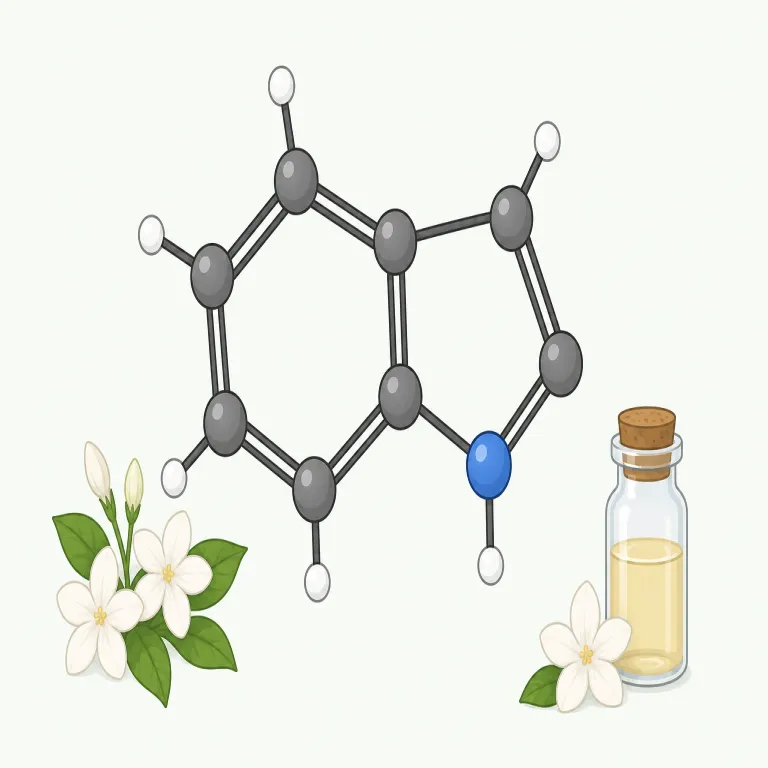indole（インドール・名詞）の覚え方イラスト — 化学名として見ると、まず ind- を indigo 系の語感、-ole を「有機化合物名でよく見る語尾」としてひとかたまりで覚えると残りやすい