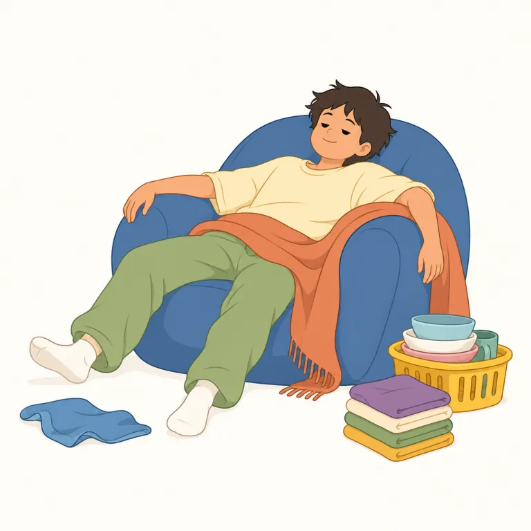 indolent（怠惰な・形容詞）の覚え方イラスト — indolent は「怠惰な」という評価語で、lazy より文語的で硬い響きがあります