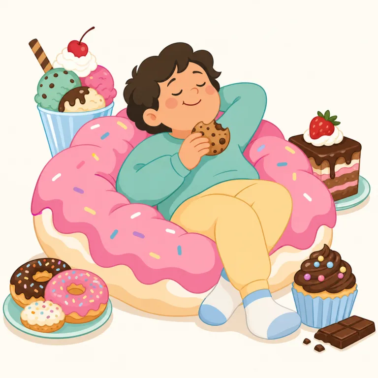 indulgence（耽溺・noun）の覚え方イラスト